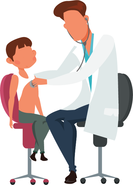 Doctor examining child